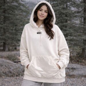 Adidas Oversized Hooded Sweatshirt with Sherpa Lined Hood | Size L